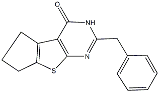 2-benzyl-3,5,6,7-tetrahydro-4H-cyclopenta[4,5]thieno[2,3-d]pyrimidin-4-one Struktur