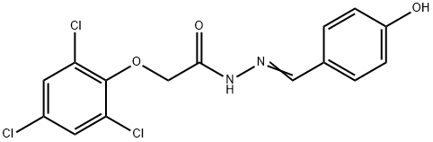 N'-(4-hydroxybenzylidene)-2-(2,4,6-trichlorophenoxy)acetohydrazide Struktur