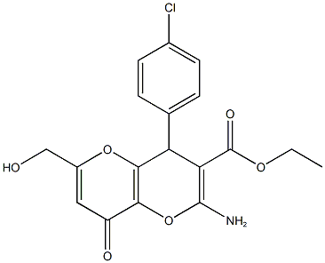 ethyl 2-amino-4-(4-chlorophenyl)-6-(hydroxymethyl)-8-oxo-4,8-dihydropyrano[3,2-b]pyran-3-carboxylate Struktur