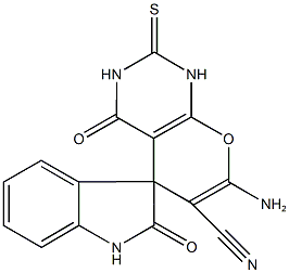 7-amino-2',4-dioxo-2-thioxo-1,1',3,3',4,5-hexahydrospiro(2H-pyrano[2,3-d]pyrimidine-5,3'-[2'H]-indole)-6-carbonitrile Struktur