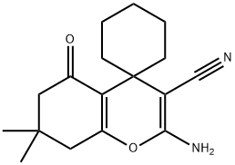 2-amino-7,7-dimethyl-5-oxo-5,6,7,8-tetrahydrospiro[4H-chromene-4,1'-cyclohexane]-3-carbonitrile Struktur