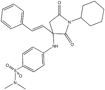 4-{[1-cyclohexyl-2,5-dioxo-3-(2-phenylvinyl)-3-pyrrolidinyl]amino}-N,N-dimethylbenzenesulfonamide Struktur