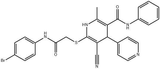 6-{[2-(4-bromoanilino)-2-oxoethyl]sulfanyl}-5-cyano-2-methyl-N-phenyl-1,4-dihydro-4,4'-bipyridine-3-carboxamide Struktur