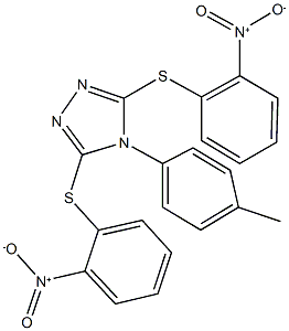 3,5-bis({2-nitrophenyl}sulfanyl)-4-(4-methylphenyl)-4H-1,2,4-triazole Struktur