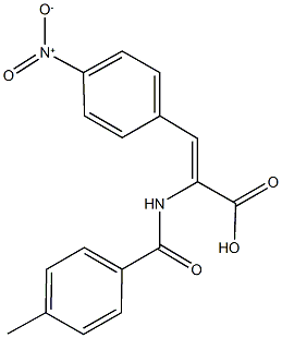 3-{4-nitrophenyl}-2-[(4-methylbenzoyl)amino]acrylic acid Struktur