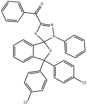 phenyl[1,1-bis(4-chlorophenyl)-4'-phenyl-1,3,4',5'-tetrahydrospiro(2-benzothiophene-3,5'-[1,3,4]-thiadiazole)-2'-yl]methanone Struktur