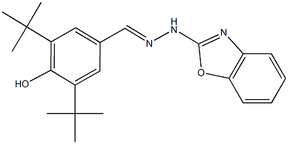 3,5-ditert-butyl-4-hydroxybenzaldehyde 1,3-benzoxazol-2-ylhydrazone Struktur