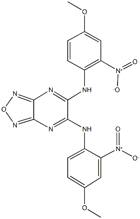 5,6-bis{[2-nitro-4-(methyloxy)phenyl]amino}[1,2,5]oxadiazolo[3,4-b]pyrazine Struktur