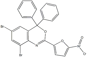 6,8-dibromo-2-{5-nitro-2-furyl}-4,4-diphenyl-4H-3,1-benzoxazine Struktur