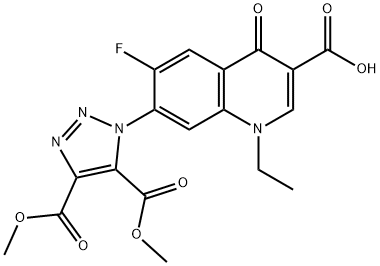 7-[4,5-bis(methoxycarbonyl)-1H-1,2,3-triazol-1-yl]-1-ethyl-6-fluoro-4-oxo-1,4-dihydro-3-quinolinecarboxylic acid Struktur