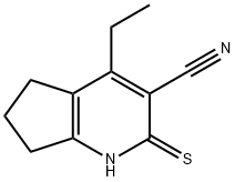 4-ethyl-2-thioxo-2,5,6,7-tetrahydro-1H-cyclopenta[b]pyridine-3-carbonitrile Struktur