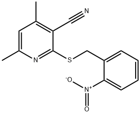 2-({2-nitrobenzyl}sulfanyl)-4,6-dimethylnicotinonitrile Struktur