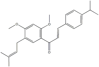 1-[2,4-dimethoxy-5-(3-methyl-2-butenyl)phenyl]-3-(4-isopropylphenyl)-2-propen-1-one Struktur