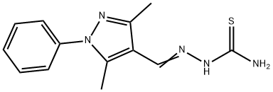 3,5-dimethyl-1-phenyl-1H-pyrazole-4-carbaldehyde thiosemicarbazone Struktur