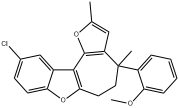 2-(10-chloro-2,4-dimethyl-5,6-dihydro-4H-furo[2',3':3,4]cyclohepta[1,2-b][1]benzofuran-4-yl)phenyl methyl ether Struktur