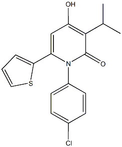 1-(4-chlorophenyl)-4-hydroxy-3-isopropyl-6-(2-thienyl)-2(1H)-pyridinone Struktur