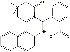 5-{2-nitrophenyl}-2,2-dimethyl-2,3,5,6-tetrahydrobenzo[a]phenanthridin-4(1H)-one Struktur