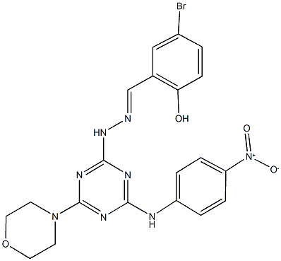 5-bromo-2-hydroxybenzaldehyde [4-{4-nitroanilino}-6-(4-morpholinyl)-1,3,5-triazin-2-yl]hydrazone Struktur