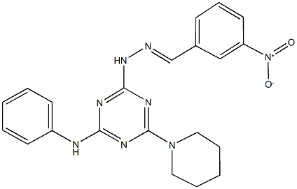 3-nitrobenzaldehyde [4-anilino-6-(1-piperidinyl)-1,3,5-triazin-2-yl]hydrazone Struktur