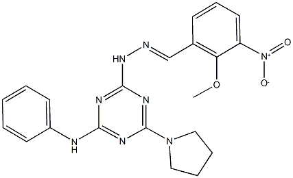 3-nitro-2-methoxybenzaldehyde [4-anilino-6-(1-pyrrolidinyl)-1,3,5-triazin-2-yl]hydrazone Struktur