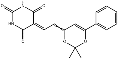 5-[2-(2,2-dimethyl-6-phenyl-4H-1,3-dioxin-4-ylidene)ethylidene]-2,4,6(1H,3H,5H)-pyrimidinetrione Struktur