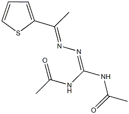 N,N'-diacetyl-N''-[1-(2-thienyl)ethylidene]carbonohydrazonic diamide Struktur