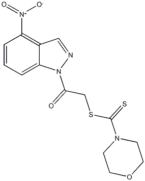 2-{4-nitro-1H-indazol-1-yl}-2-oxoethyl 4-morpholinecarbodithioate Struktur