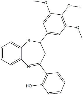 2-[2-(3,4,5-trimethoxyphenyl)-2,3-dihydro-1,5-benzothiazepin-4-yl]phenol Struktur