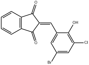 2-(5-bromo-3-chloro-2-hydroxybenzylidene)-1H-indene-1,3(2H)-dione Struktur