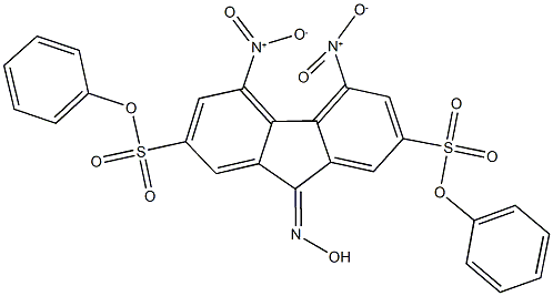 diphenyl 9-(hydroxyimino)-4,5-bisnitro-9H-fluorene-2,7-disulfonate Struktur