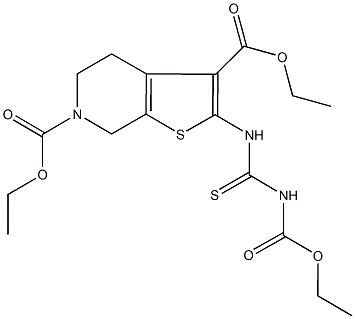 diethyl 2-({[(ethoxycarbonyl)amino]carbothioyl}amino)-4,7-dihydrothieno[2,3-c]pyridine-3,6(5H)-dicarboxylate Struktur