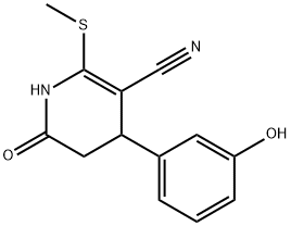 4-(3-hydroxyphenyl)-2-(methylsulfanyl)-6-oxo-1,4,5,6-tetrahydro-3-pyridinecarbonitrile Struktur