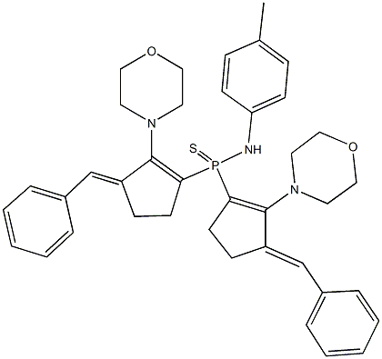 P,P-bis[3-benzylidene-2-(4-morpholinyl)-1-cyclopenten-1-yl]-N-(4-methylphenyl)phosphinothioic amide Struktur