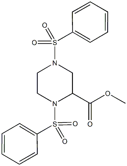 methyl 1,4-bis(phenylsulfonyl)-2-piperazinecarboxylate Struktur