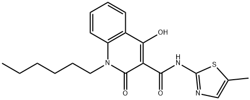 1-hexyl-4-hydroxy-N-(5-methyl-1,3-thiazol-2-yl)-2-oxo-1,2-dihydro-3-quinolinecarboxamide Struktur