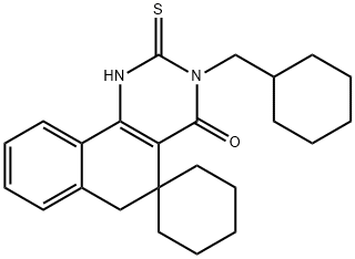 3-(cyclohexylmethyl)-2-thioxo-2,3,5,6-tetrahydro-4(1H)-oxospiro(benzo[h]quinazoline5,1'-cyclohexane) Struktur