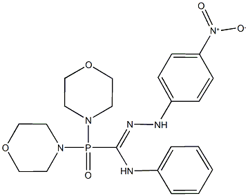 N'-{4-nitrophenyl}[di(4-morpholinyl)]-N-phenylphosphinecarbohydrazonamide oxide Struktur