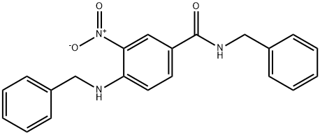 N-benzyl-4-(benzylamino)-3-nitrobenzamide Struktur