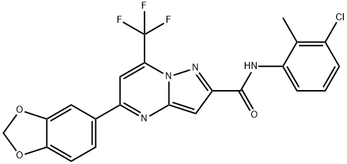 5-(1,3-benzodioxol-5-yl)-N-(3-chloro-2-methylphenyl)-7-(trifluoromethyl)pyrazolo[1,5-a]pyrimidine-2-carboxamide Struktur