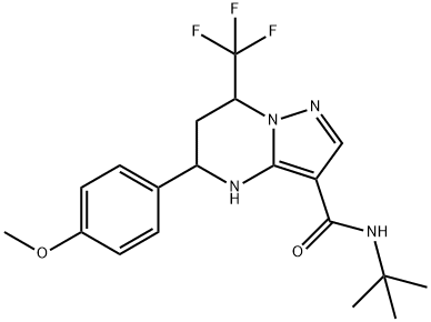 N-(tert-butyl)-5-(4-methoxyphenyl)-7-(trifluoromethyl)-4,5,6,7-tetrahydropyrazolo[1,5-a]pyrimidine-3-carboxamide Struktur