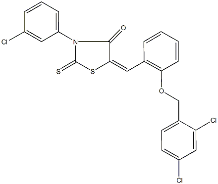 3-(3-chlorophenyl)-5-{2-[(2,4-dichlorobenzyl)oxy]benzylidene}-2-thioxo-1,3-thiazolidin-4-one Struktur