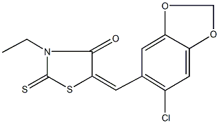 5-[(6-chloro-1,3-benzodioxol-5-yl)methylene]-3-ethyl-2-thioxo-1,3-thiazolidin-4-one Struktur