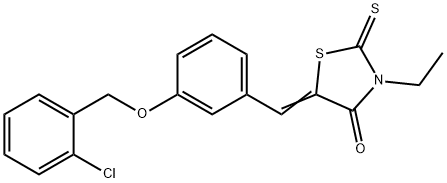 5-{3-[(2-chlorobenzyl)oxy]benzylidene}-3-ethyl-2-thioxo-1,3-thiazolidin-4-one Struktur