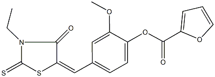 4-[(3-ethyl-4-oxo-2-thioxo-1,3-thiazolidin-5-ylidene)methyl]-2-methoxyphenyl 2-furoate Struktur