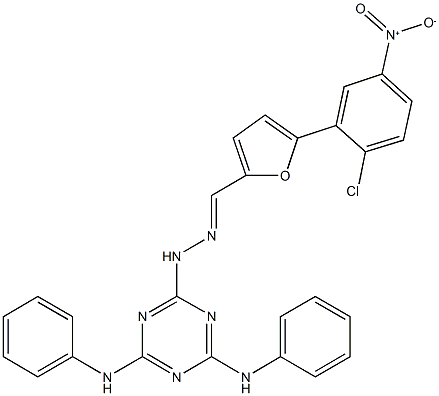 5-{2-chloro-5-nitrophenyl}-2-furaldehyde (4,6-dianilino-1,3,5-triazin-2-yl)hydrazone Struktur