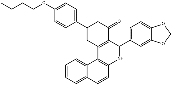 5-(1,3-benzodioxol-5-yl)-2-(4-butoxyphenyl)-2,3,5,6-tetrahydrobenzo[a]phenanthridin-4(1H)-one Struktur