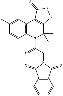 2-[2-oxo-2-(4,4,8-trimethyl-1-thioxo-1,4-dihydro-5H-[1,2]dithiolo[3,4-c]quinolin-5-yl)ethyl]-1H-isoindole-1,3(2H)-dione Struktur