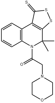 4,4-dimethyl-5-(4-morpholinylacetyl)-4,5-dihydro-1H-[1,2]dithiolo[3,4-c]quinoline-1-thione Struktur