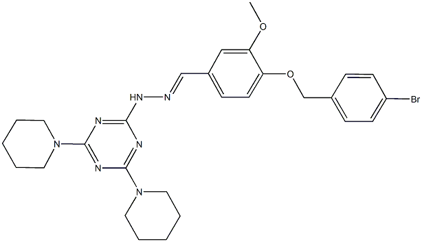 4-[(4-bromobenzyl)oxy]-3-methoxybenzaldehyde [4,6-di(1-piperidinyl)-1,3,5-triazin-2-yl]hydrazone Struktur