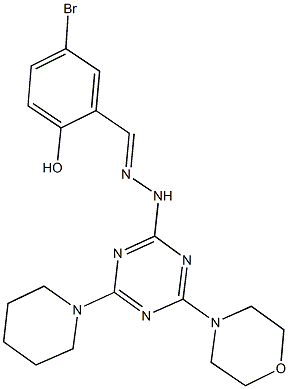 5-bromo-2-hydroxybenzaldehyde [4-(4-morpholinyl)-6-(1-piperidinyl)-1,3,5-triazin-2-yl]hydrazone Struktur